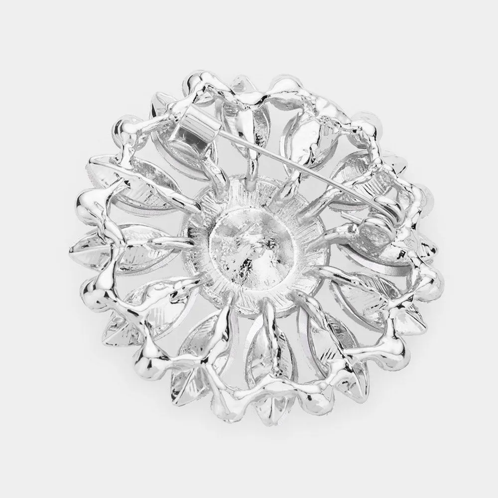 iLLASPARKZ Marquise Crystal Rhinestone Pave Flower Pin Brooch