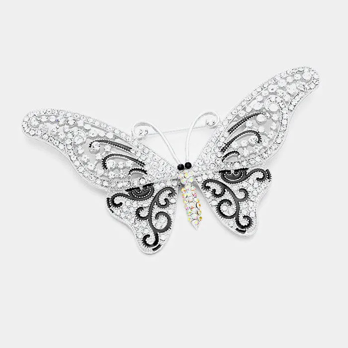 iLLASPARKZ Pave Crystal Rhinestone Butterfly Pin Brooch