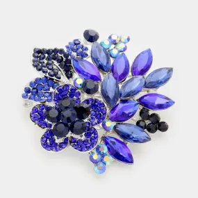 iLLASPARKZ Pave flower & glass crystal leaf brooch