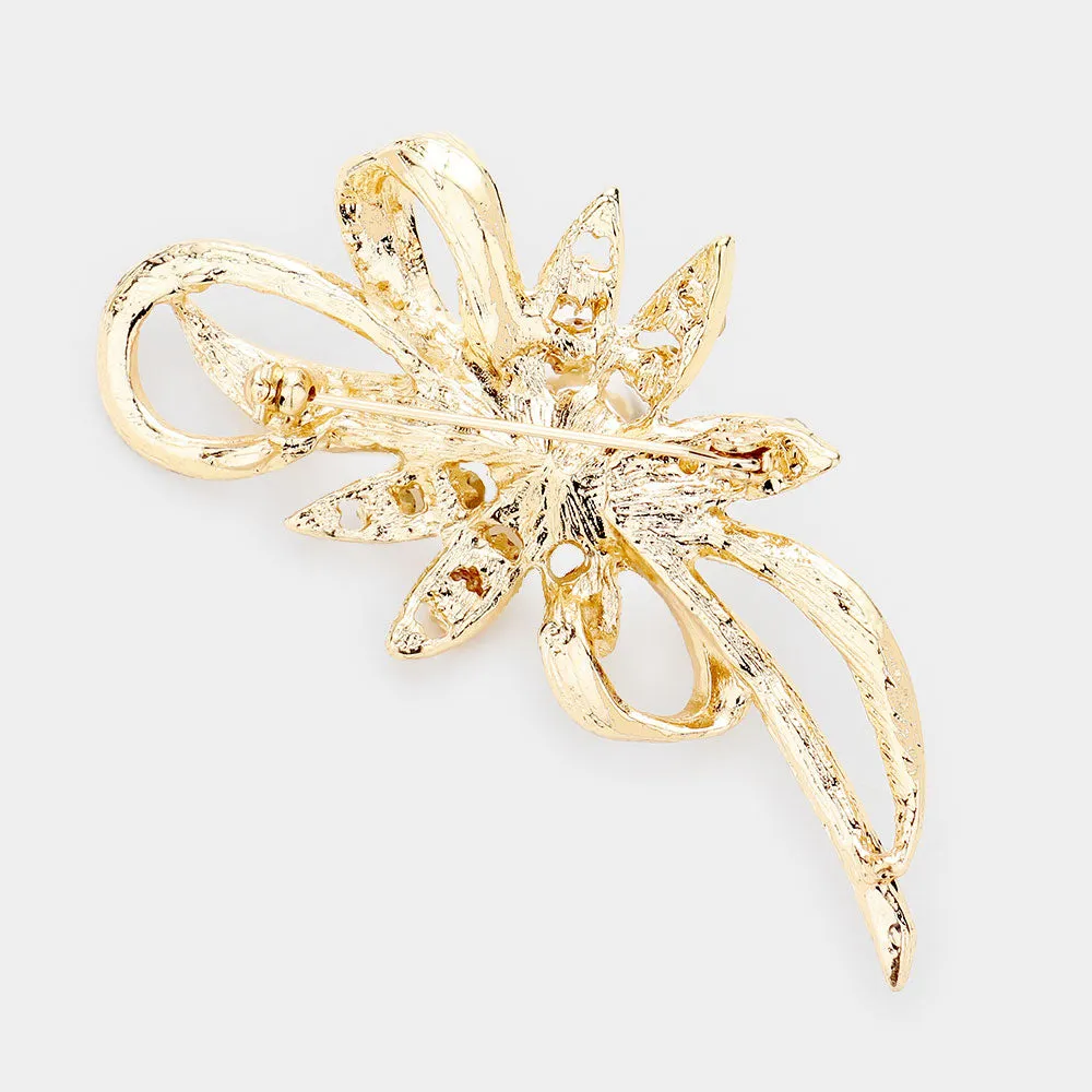 iLLASPARKZ Pearl Accented Metal Bow Pin Brooch