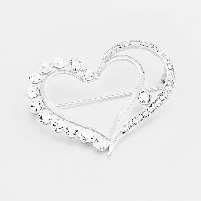 iLLASPARKZ Stone Trimmed Heart Pin Brooch