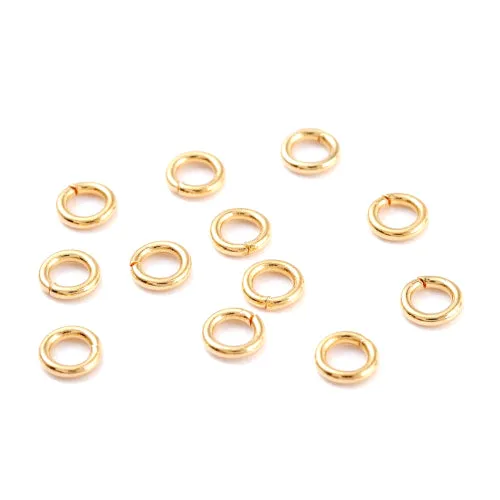 Jump Rings, 304 Stainless Steel, Round, Open, 18K Gold Plated, 5x0.8mm