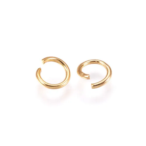 Jump Rings, 304 Stainless Steel, Round, Open, 24K Gold Plated, 5x0.7mm