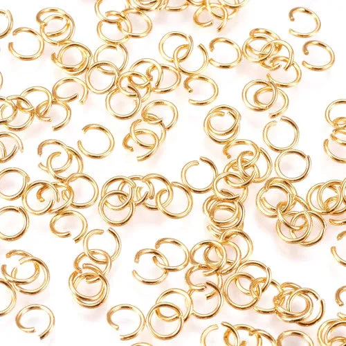 Jump Rings, 304 Stainless Steel, Round, Open, 24K Gold Plated, 5x0.7mm