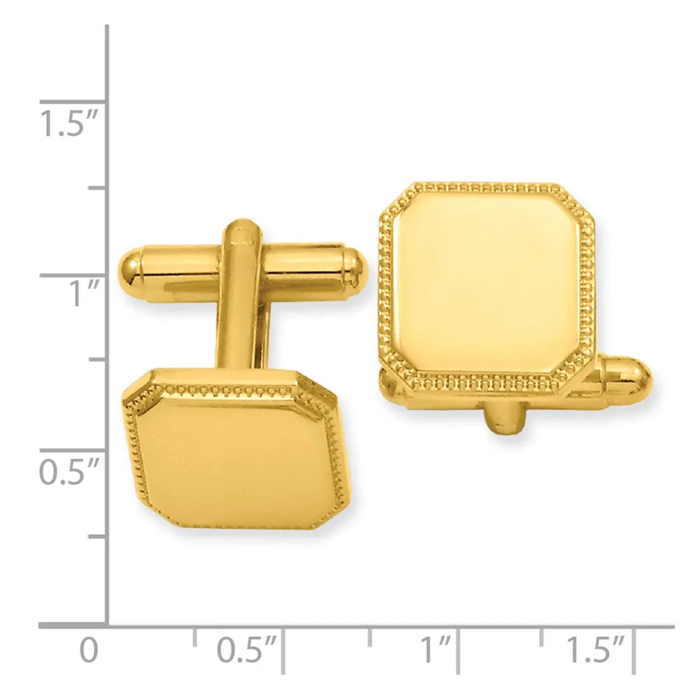 Kelly Waters Gold-plated Square Beaded Engravable Cuff Links