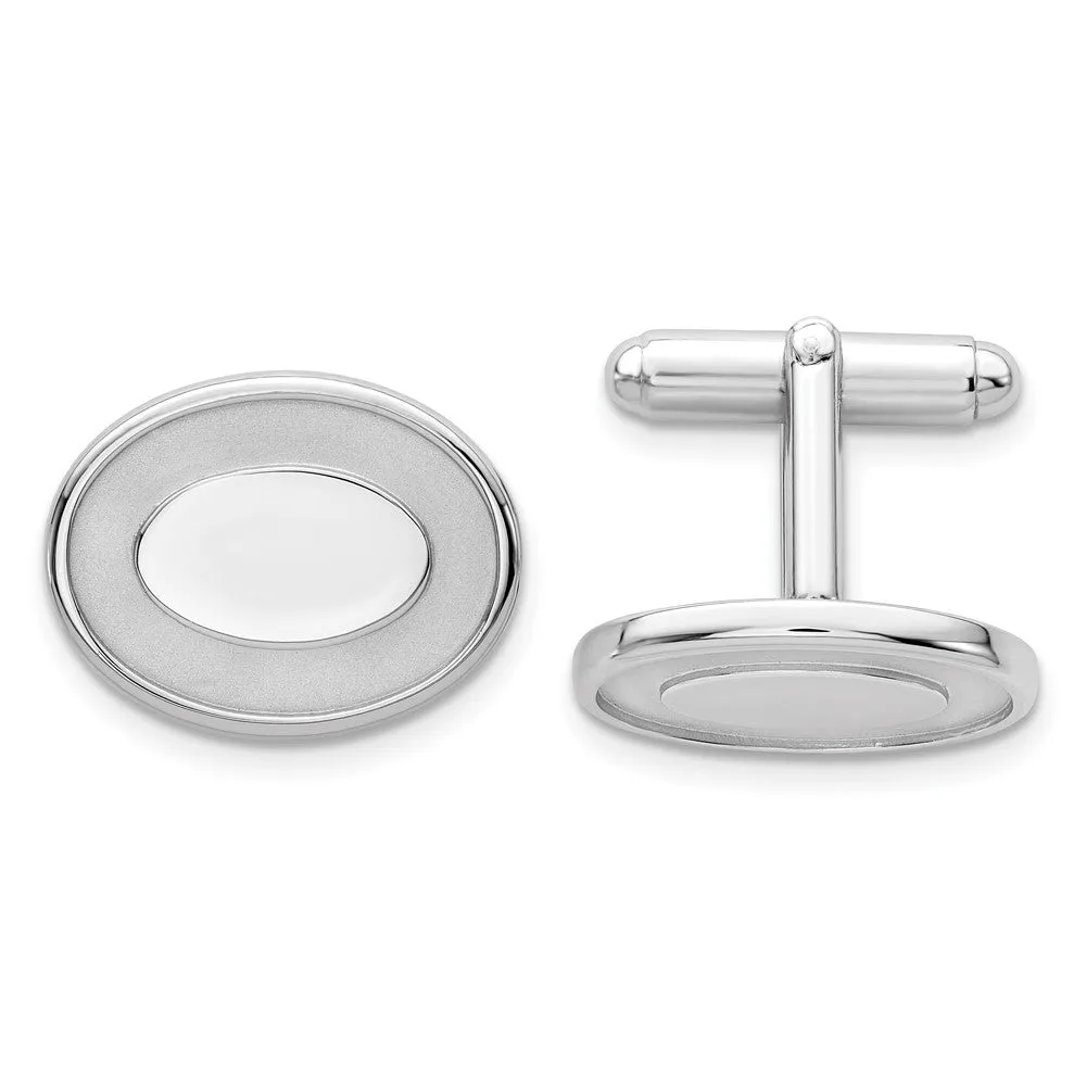 Kelly Waters Rhodium-plated Oval with Engravable Area Cuff Links