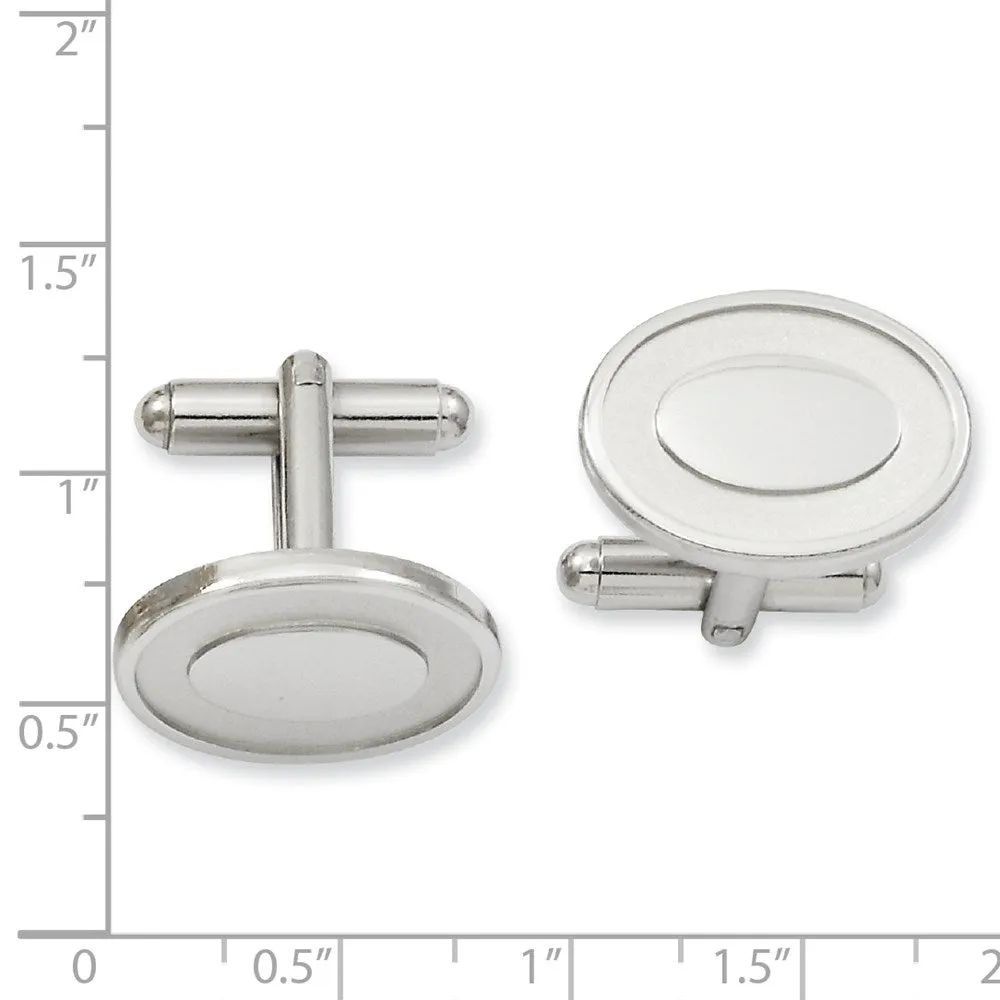 Kelly Waters Rhodium-plated Oval with Engravable Area Cuff Links