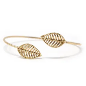 Leaves Bangle Bracelet Gold Tone