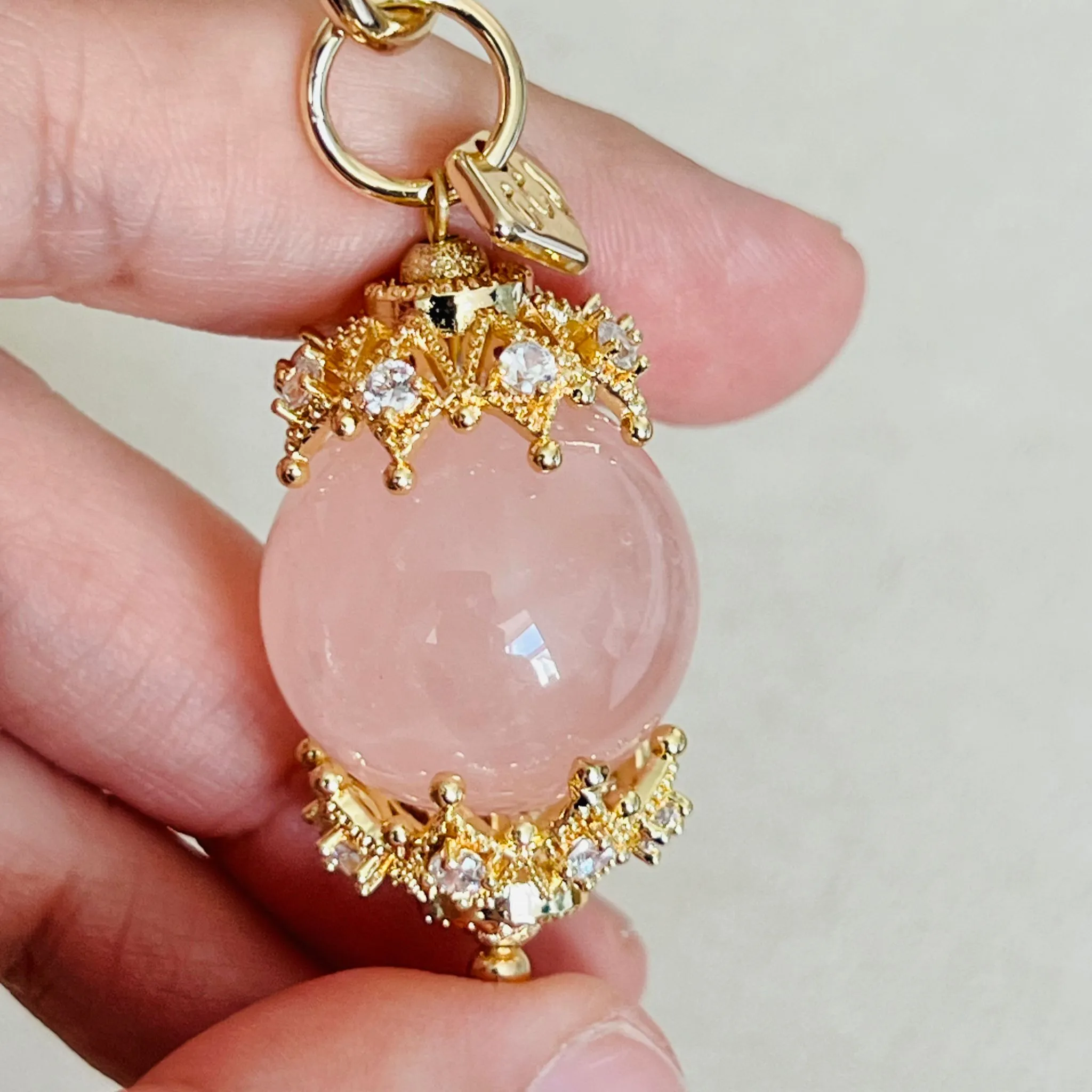 Madagascar Rose Quartz Bag Charm/Key Ring