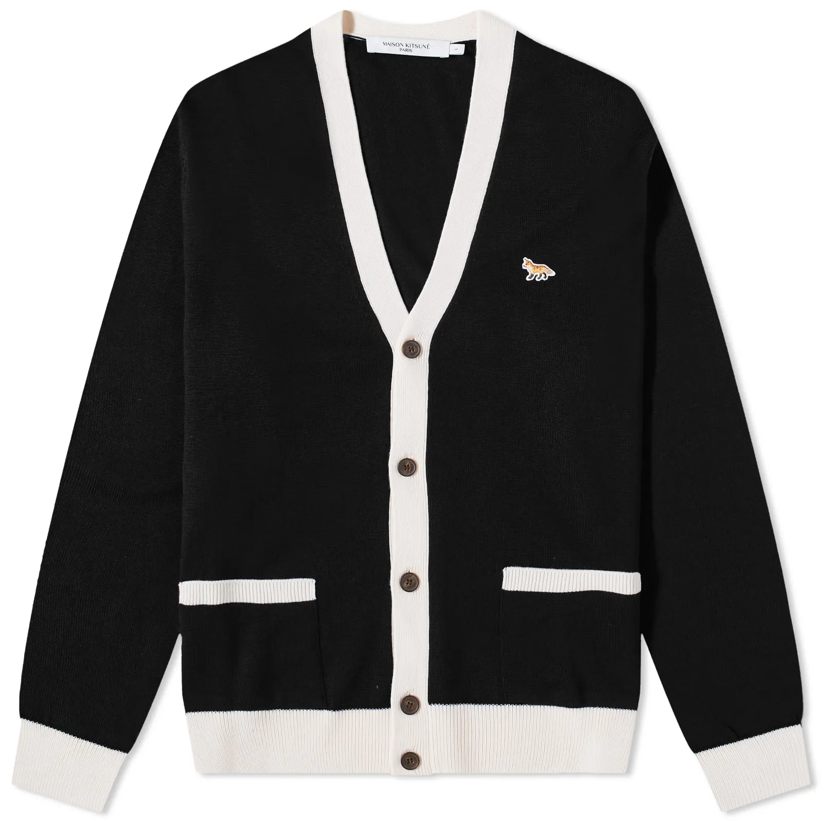 Maison Kitsuné Baby Fox Patch Bicolor Classic CardiganBlack