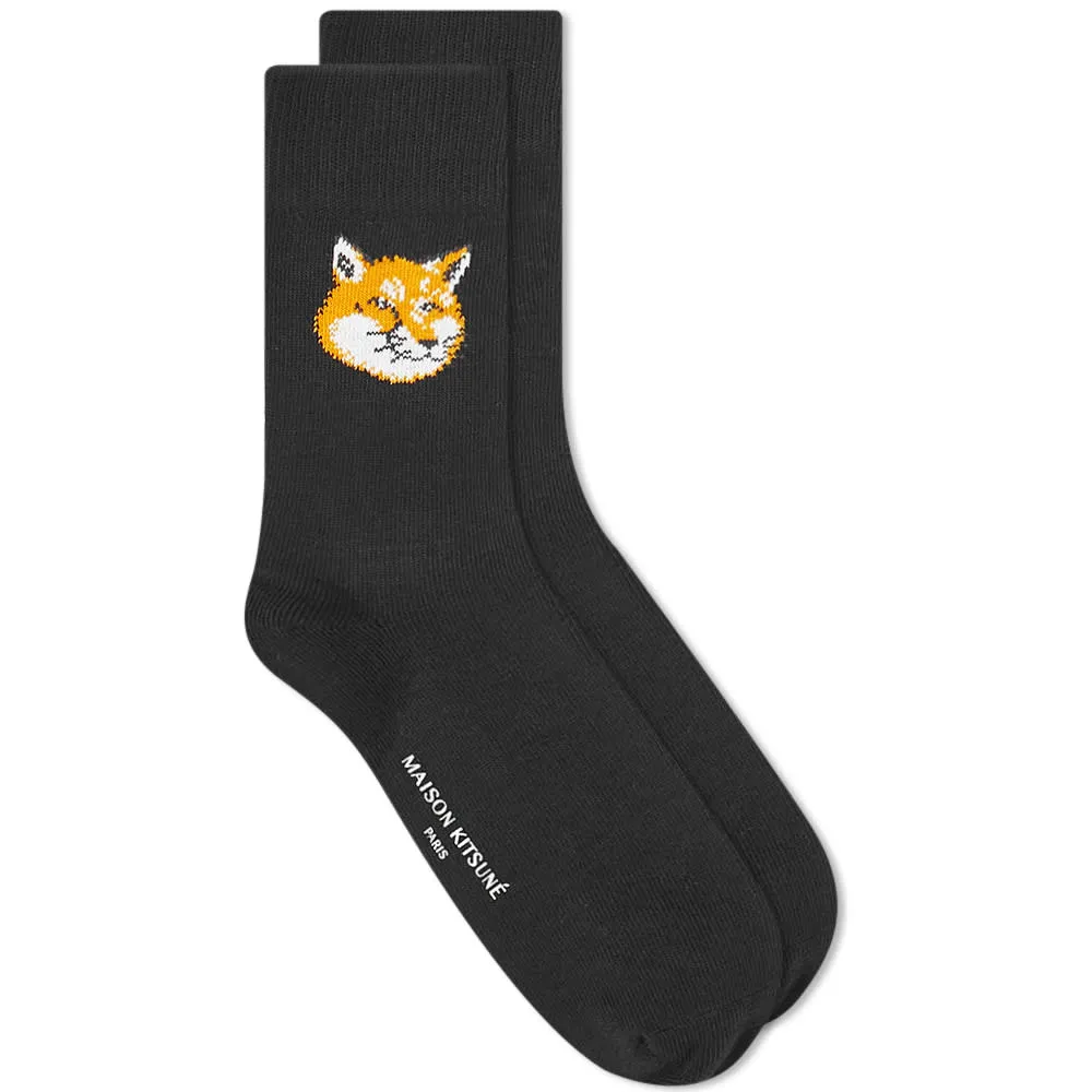 Maison Kitsuné Fox Head SocksBlack