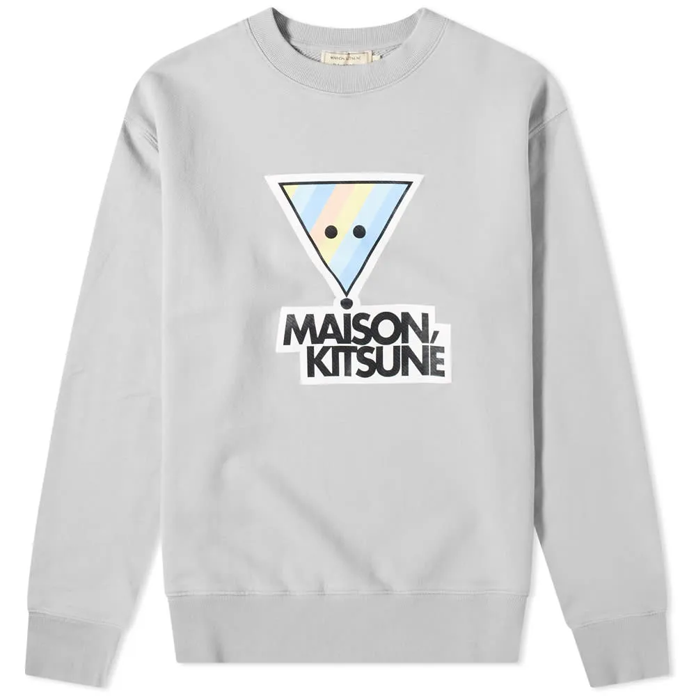 Maison Kitsuné Rainbow Triangle Fox Crew SweatLight Grey