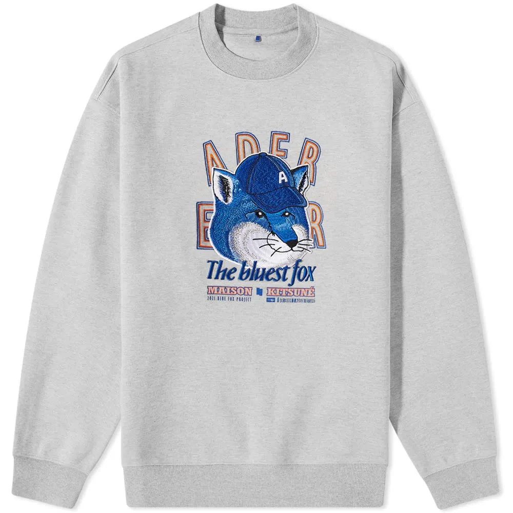 Maison Kitsuné X ADER error The Bluest Fox Crew SweatGrey