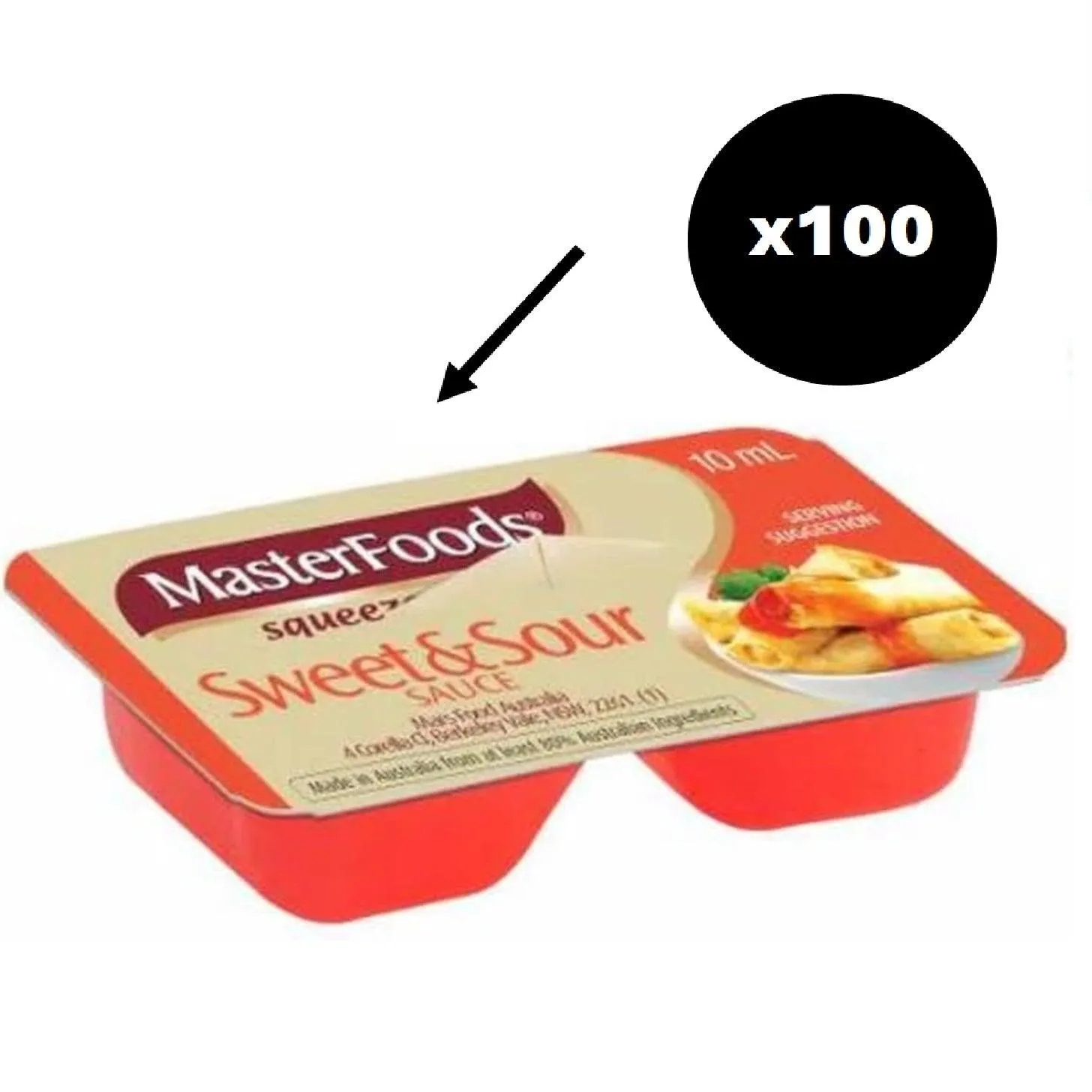 Masterfoods Sweet & Sour Sauce Squeezy Individual Portions 10g 100 Carton Squeeze-On Bulk Box