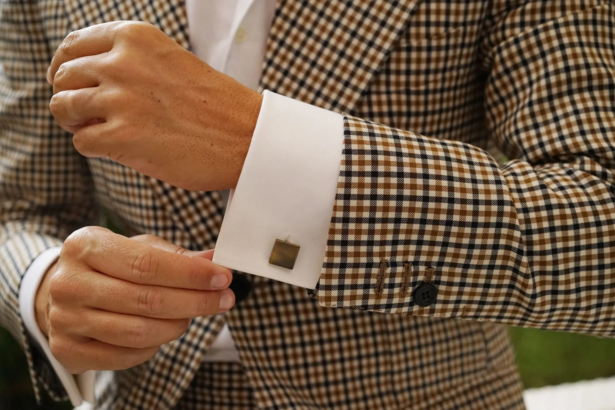 Millenia Brushed Brass Square Cufflinks