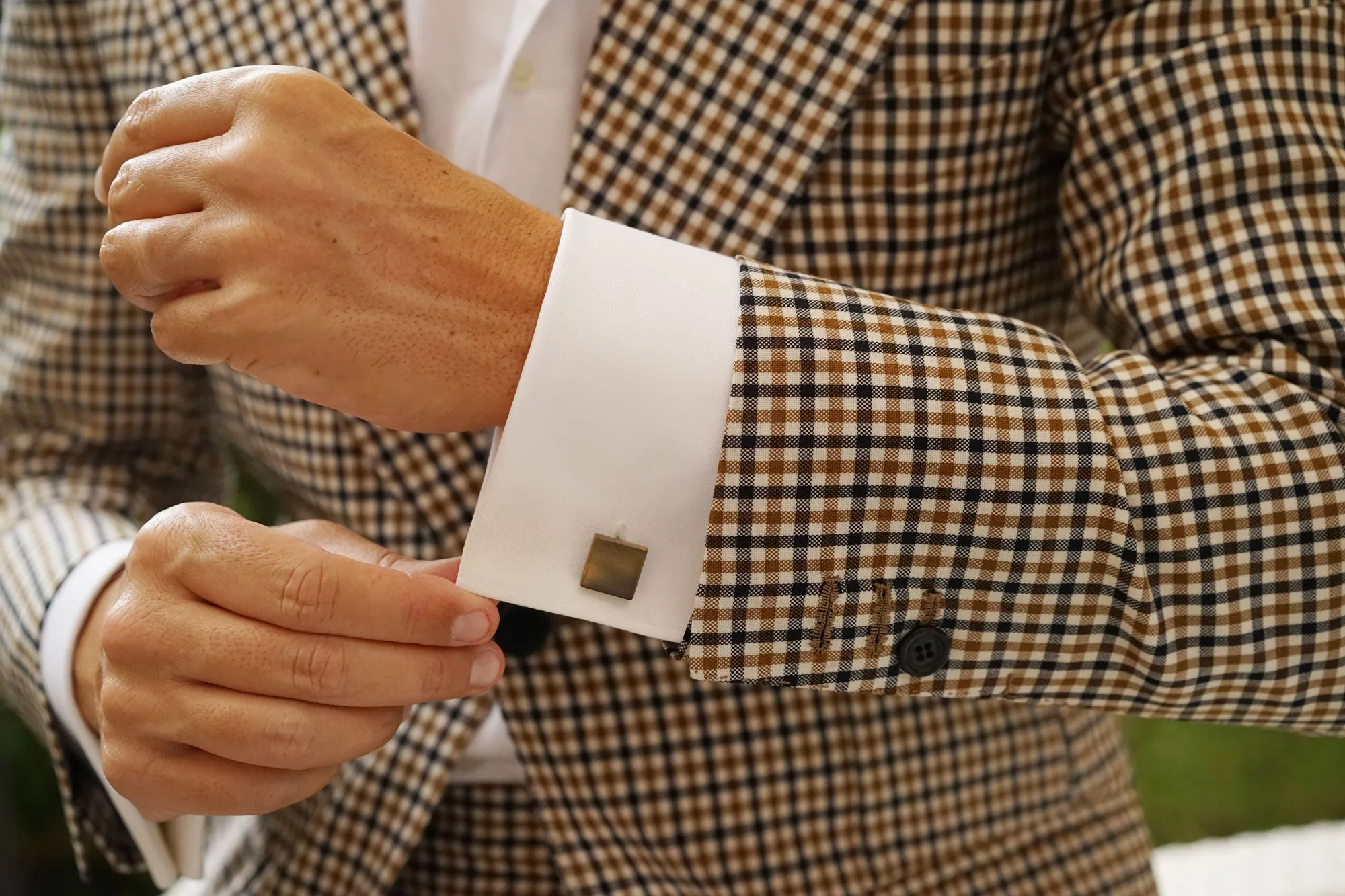 Millenia Brushed Brass Square Cufflinks