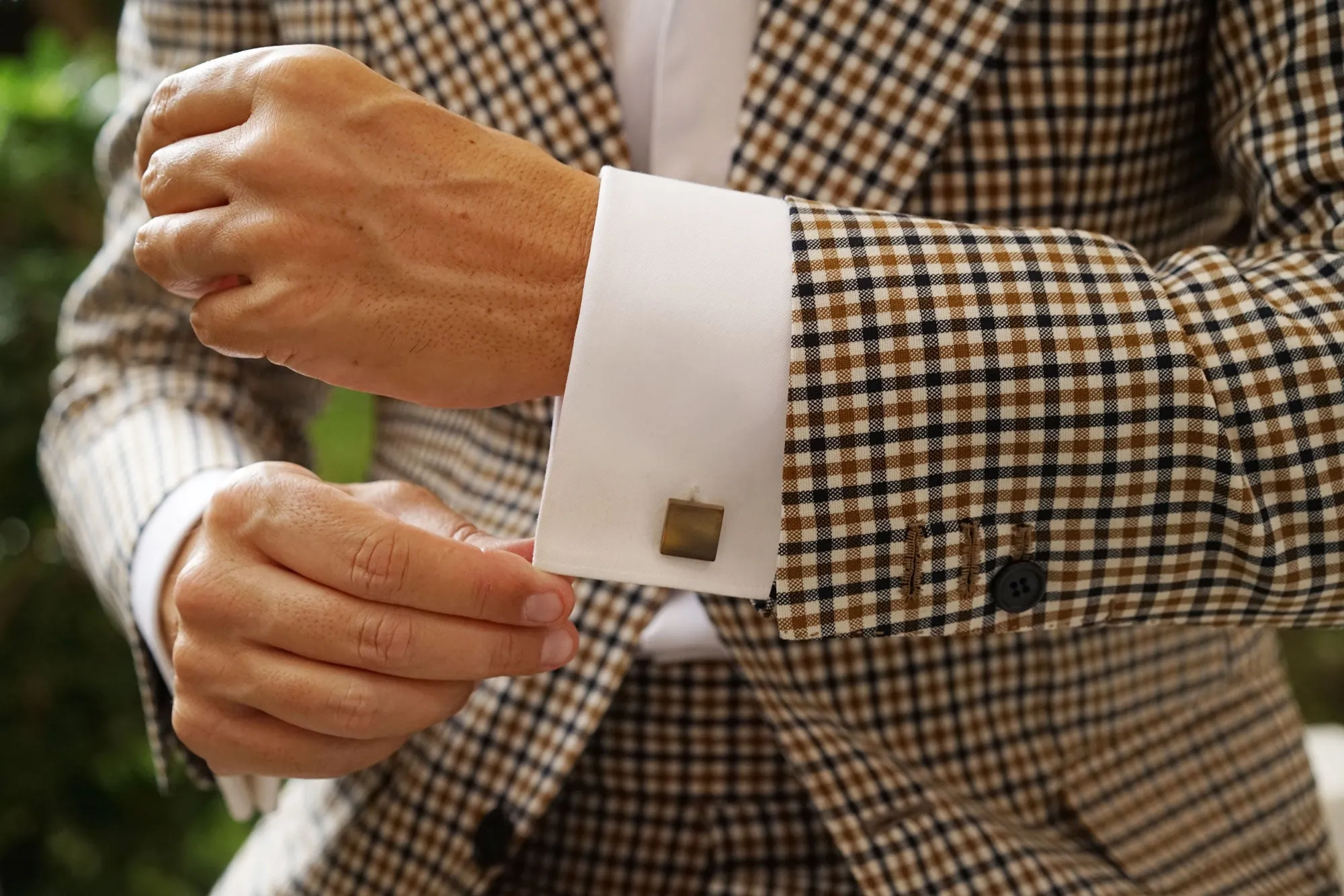 Millenia Brushed Brass Square Cufflinks