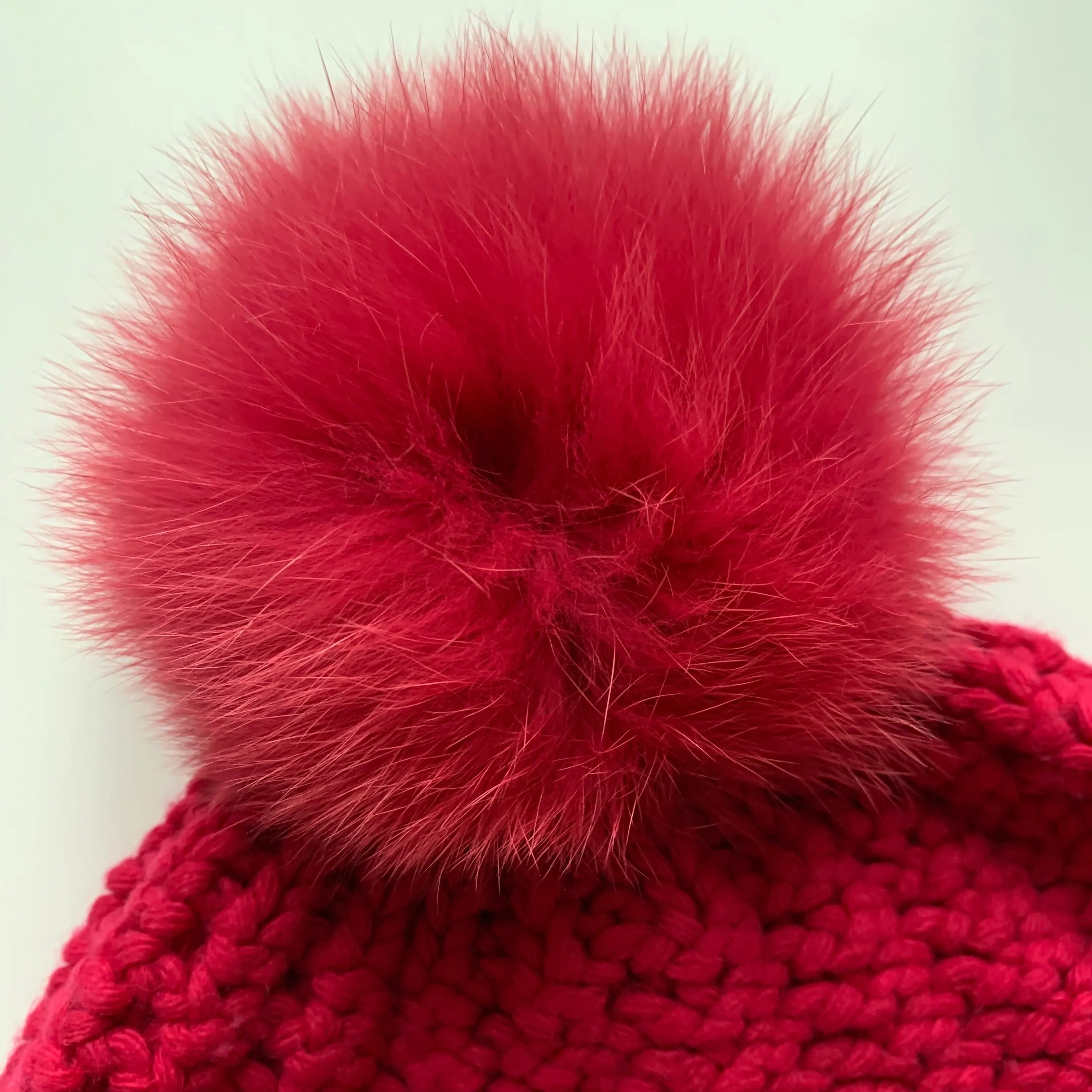 Moncler Raspberry Wool Mix Hat With Fur Pom Pom: Size Large