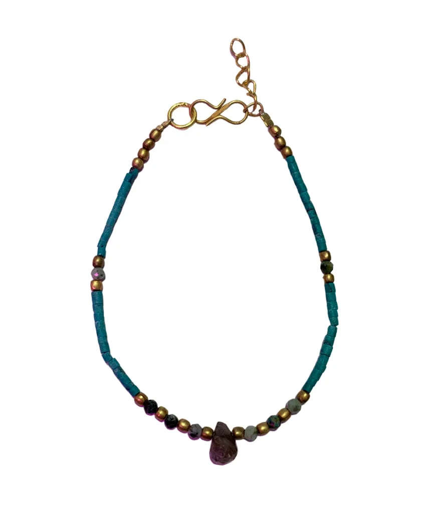 Multicoloured Anklet with stone