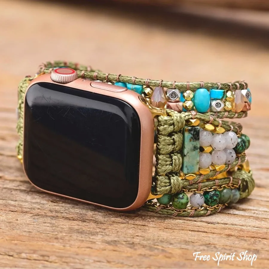 Natural African Turquoise Green Apple Watch Band