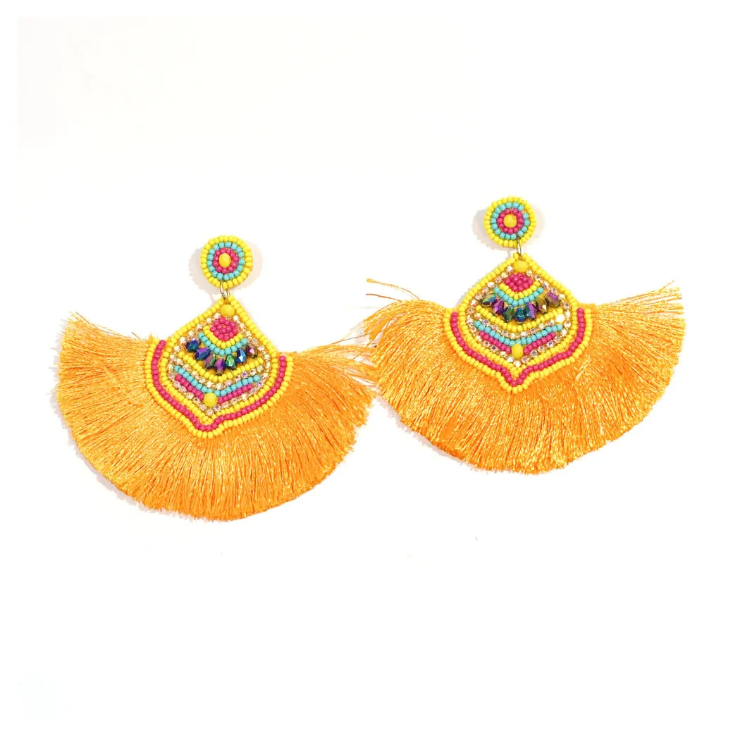 'Naturi' Beaded Tassel Earrings