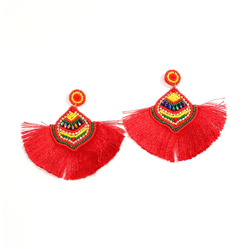 'Naturi' Beaded Tassel Earrings