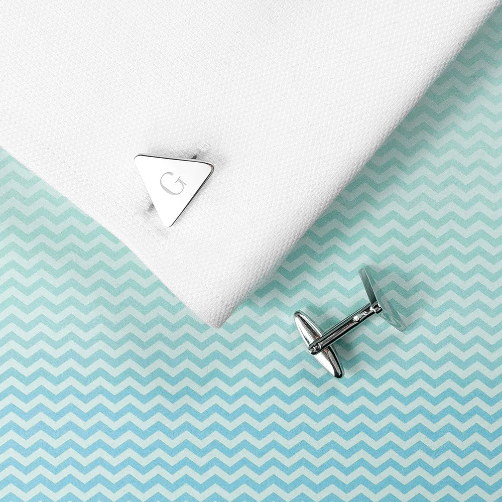 Personalised Rhodium Plated Triangle Cufflinks