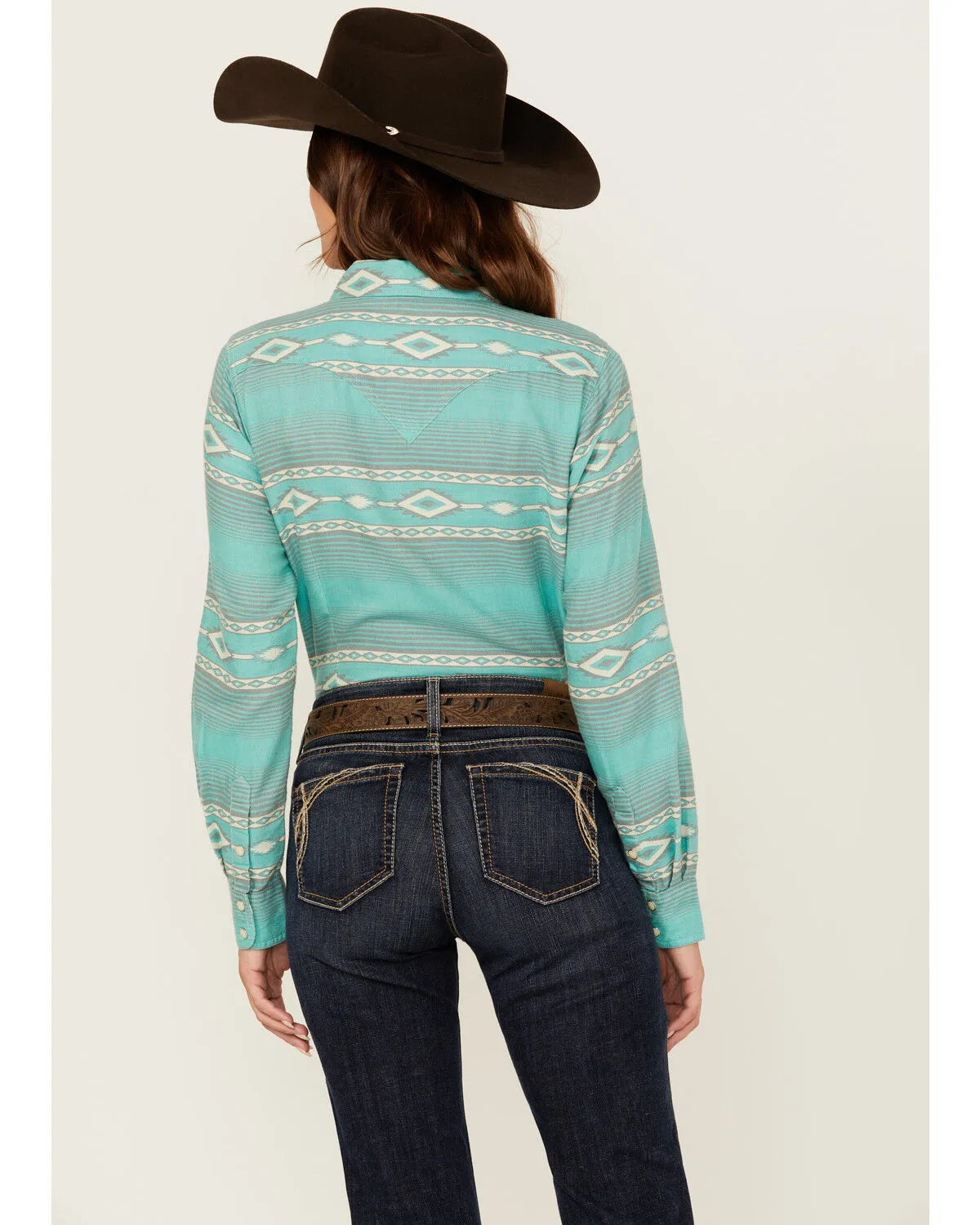 Product Name:  Ariat Women's R.E.A.L Jadeite Jacquard Southwestern Print Long Sleeve Snap Western Shirt