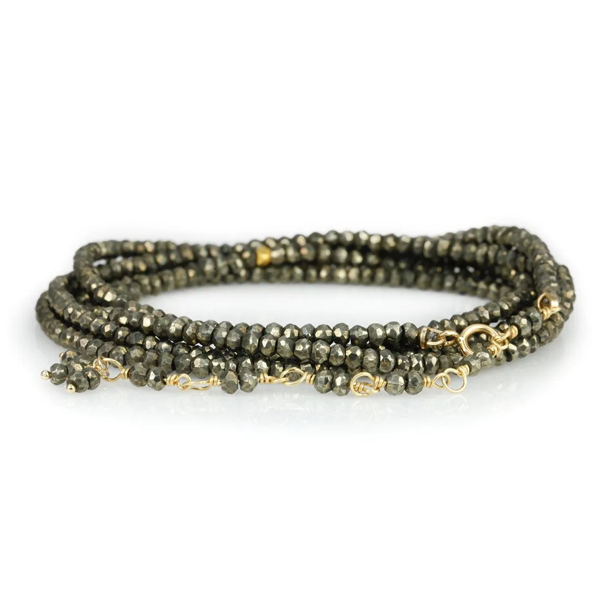 Pyrite Beaded Wrap Bracelet