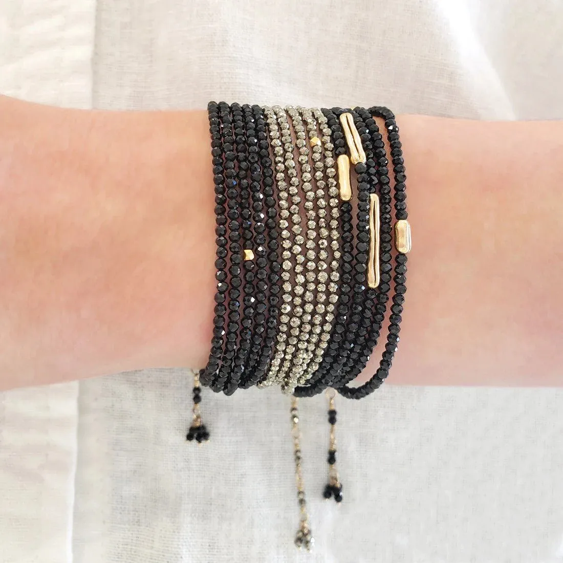 Pyrite Beaded Wrap Bracelet