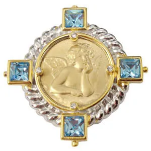 Raphael Pin with Aquamarine Crystals