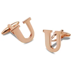 Rose Gold Letter U Cufflinks