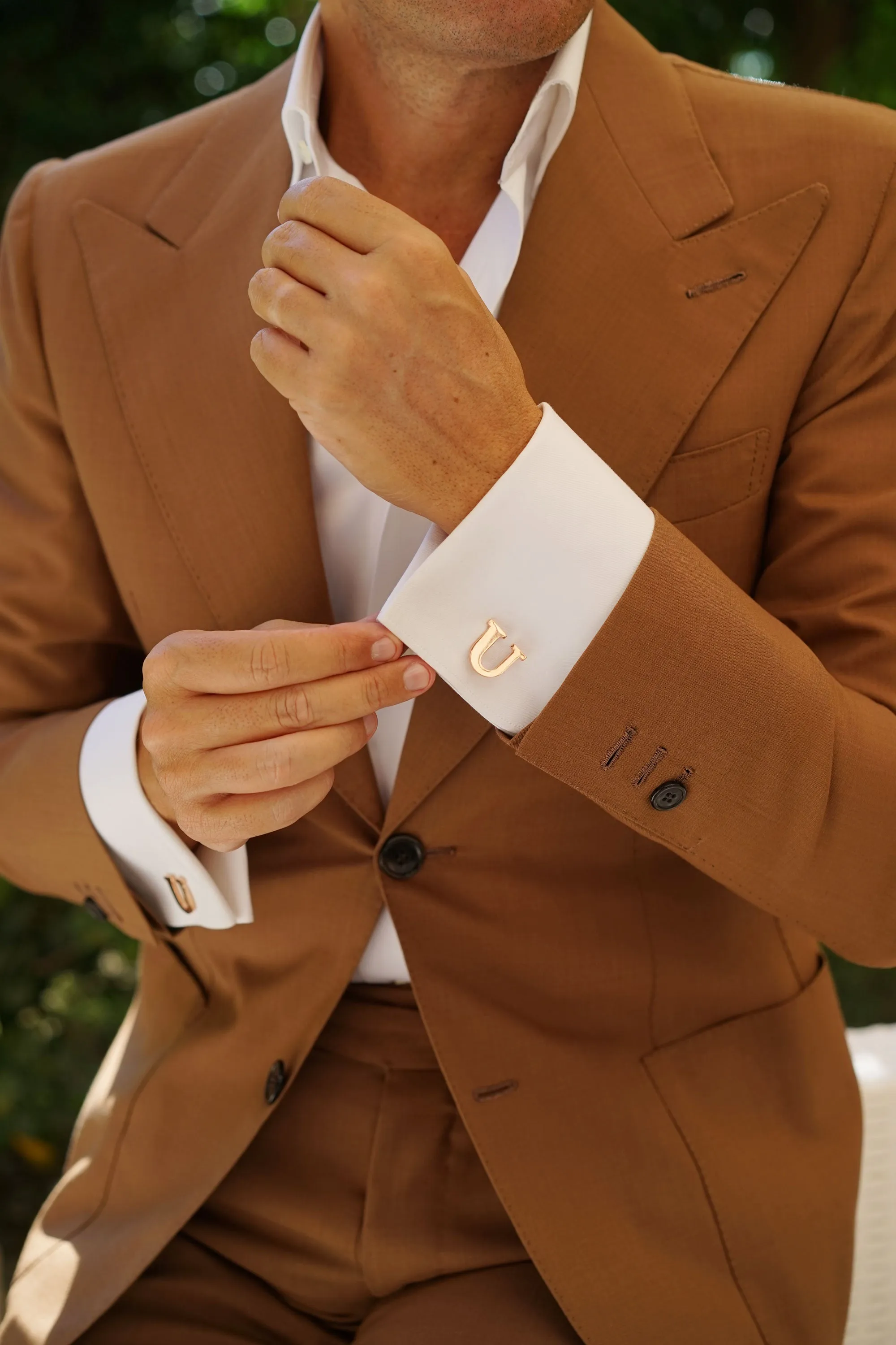 Rose Gold Letter U Cufflinks