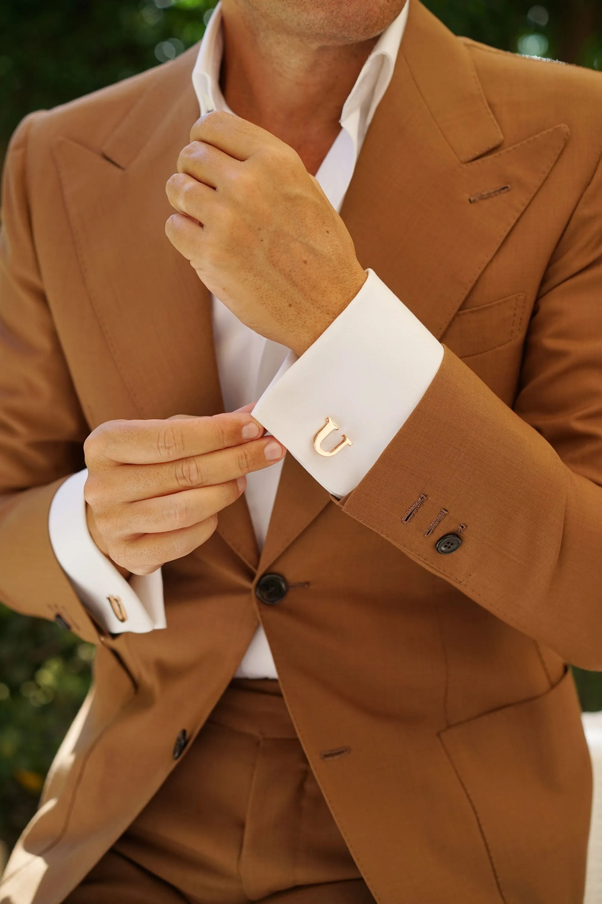 Rose Gold Letter U Cufflinks