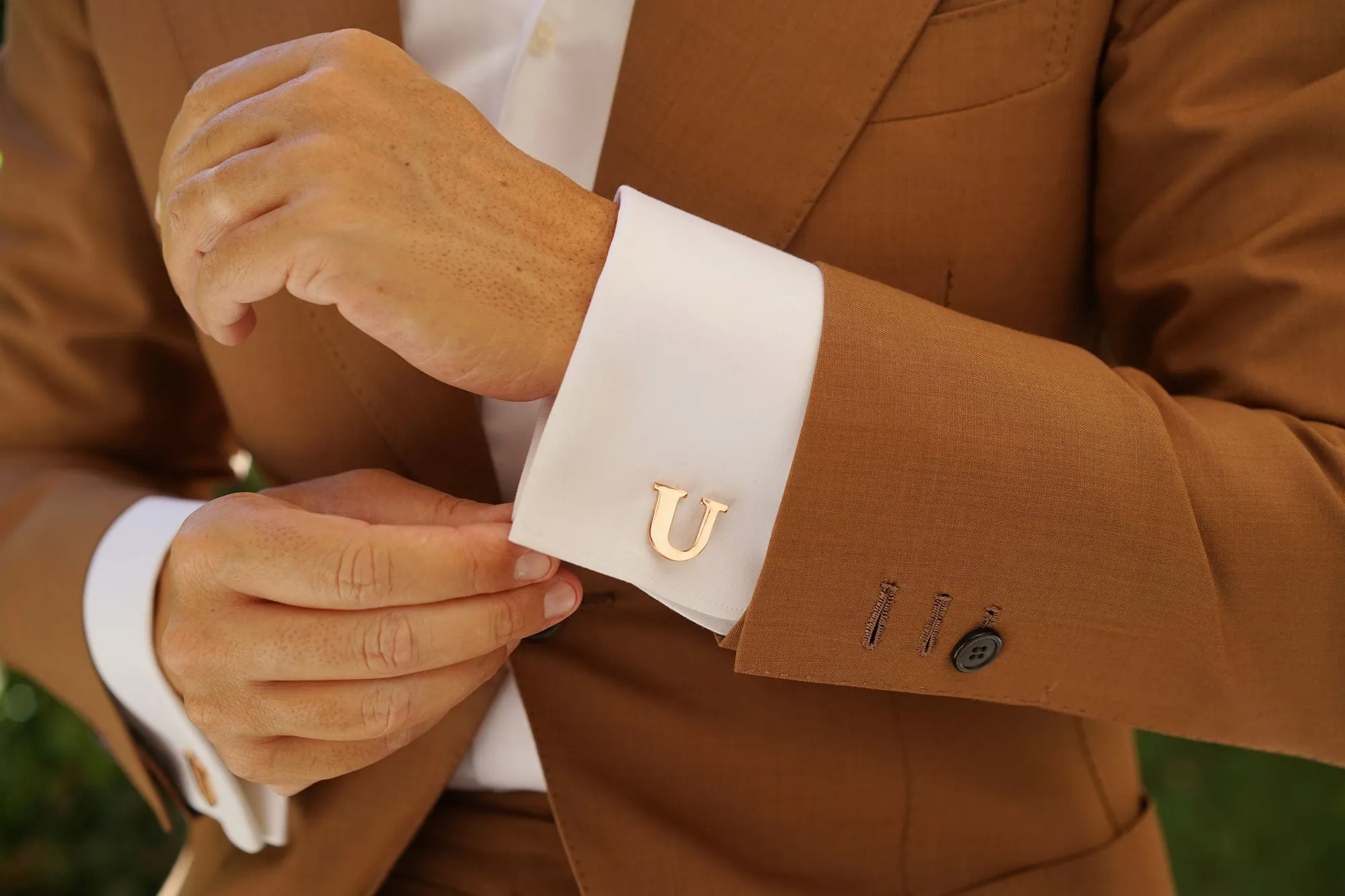 Rose Gold Letter U Cufflinks