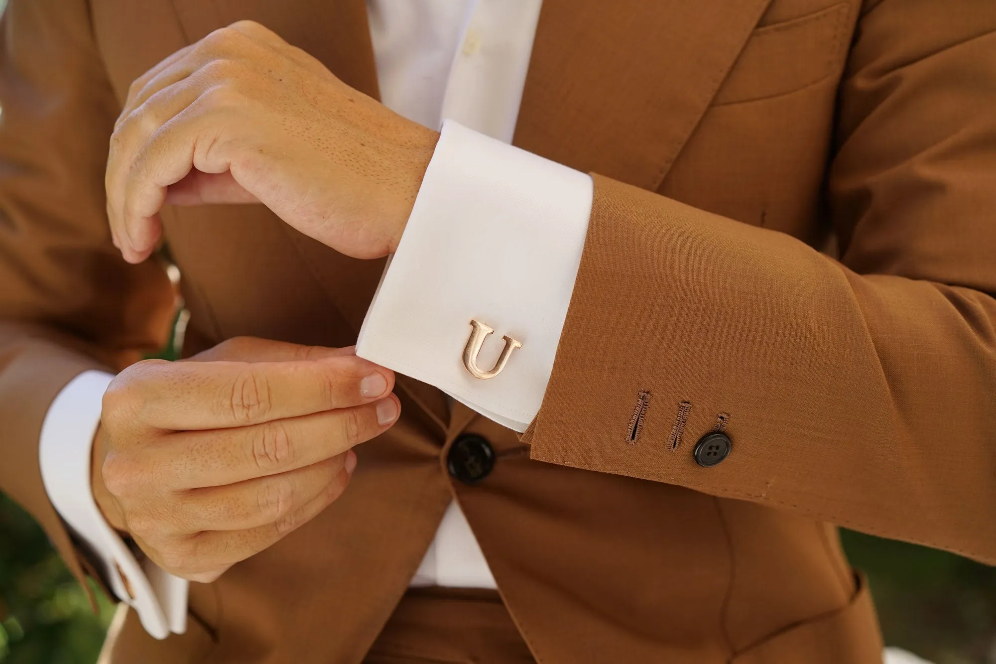 Rose Gold Letter U Cufflinks