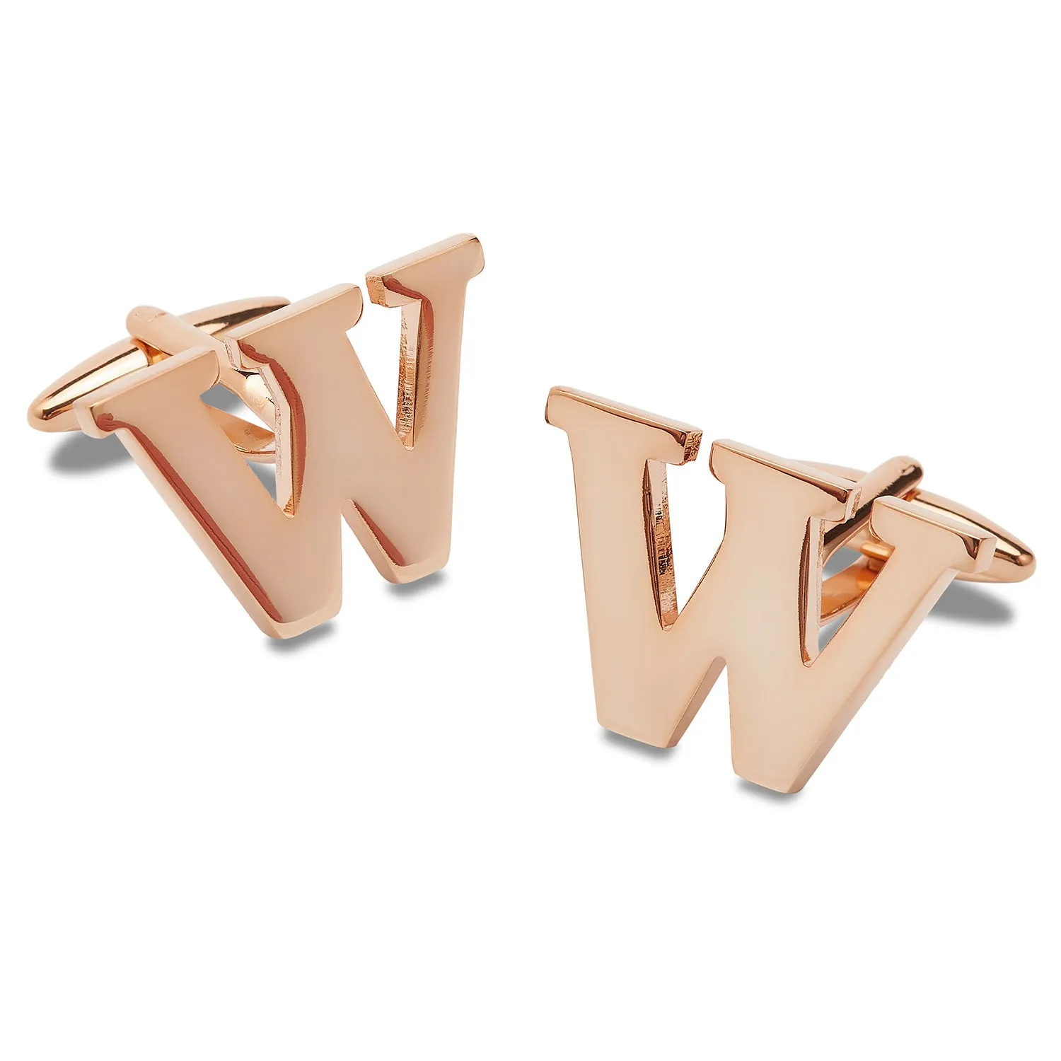 Rose Gold Letter W Cufflinks