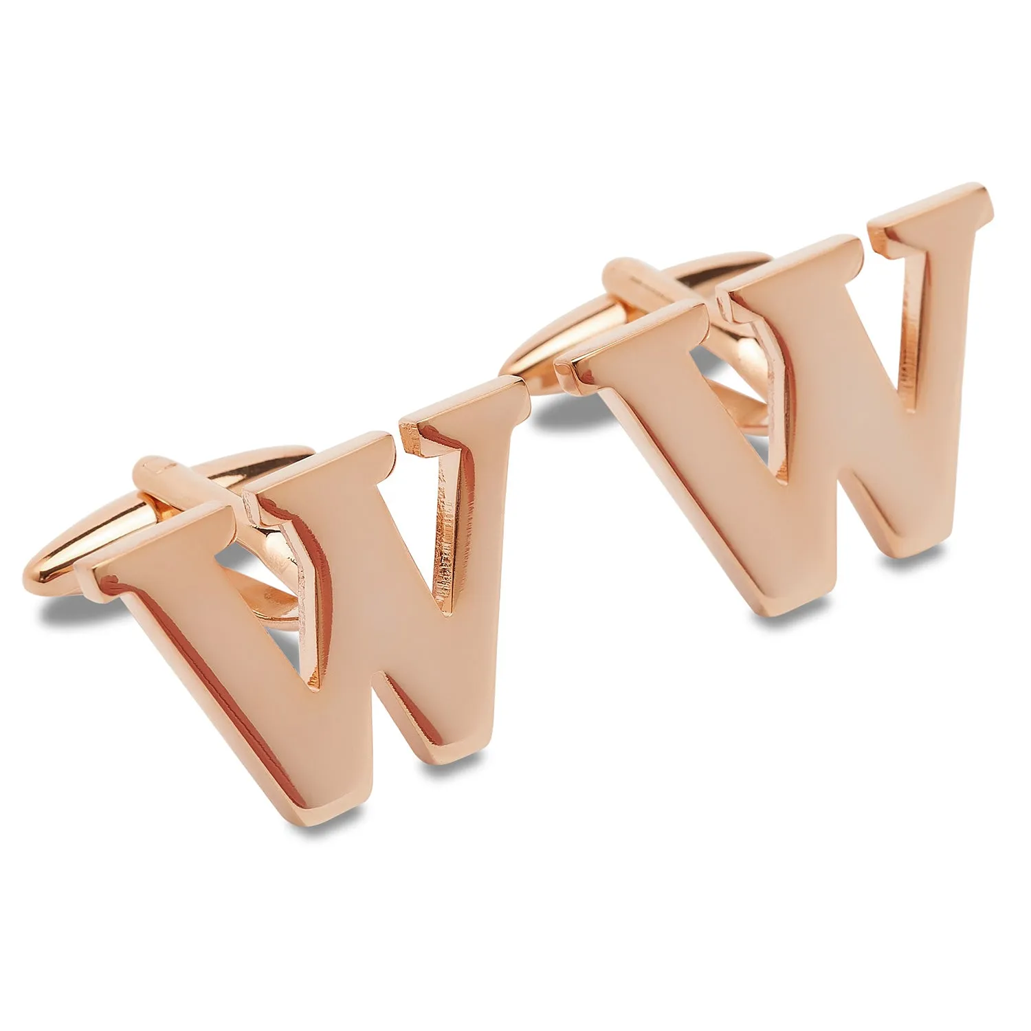 Rose Gold Letter W Cufflinks