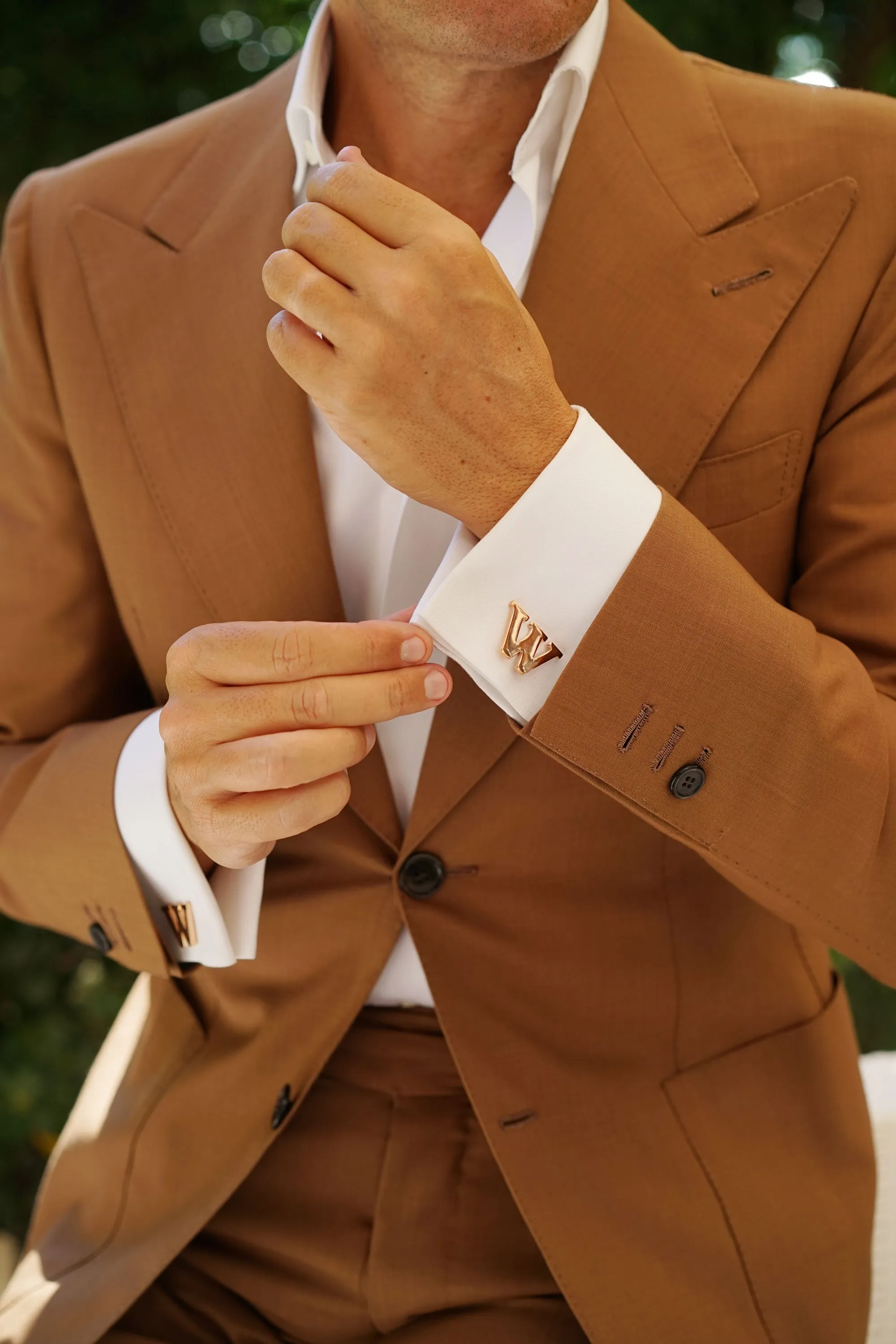 Rose Gold Letter W Cufflinks