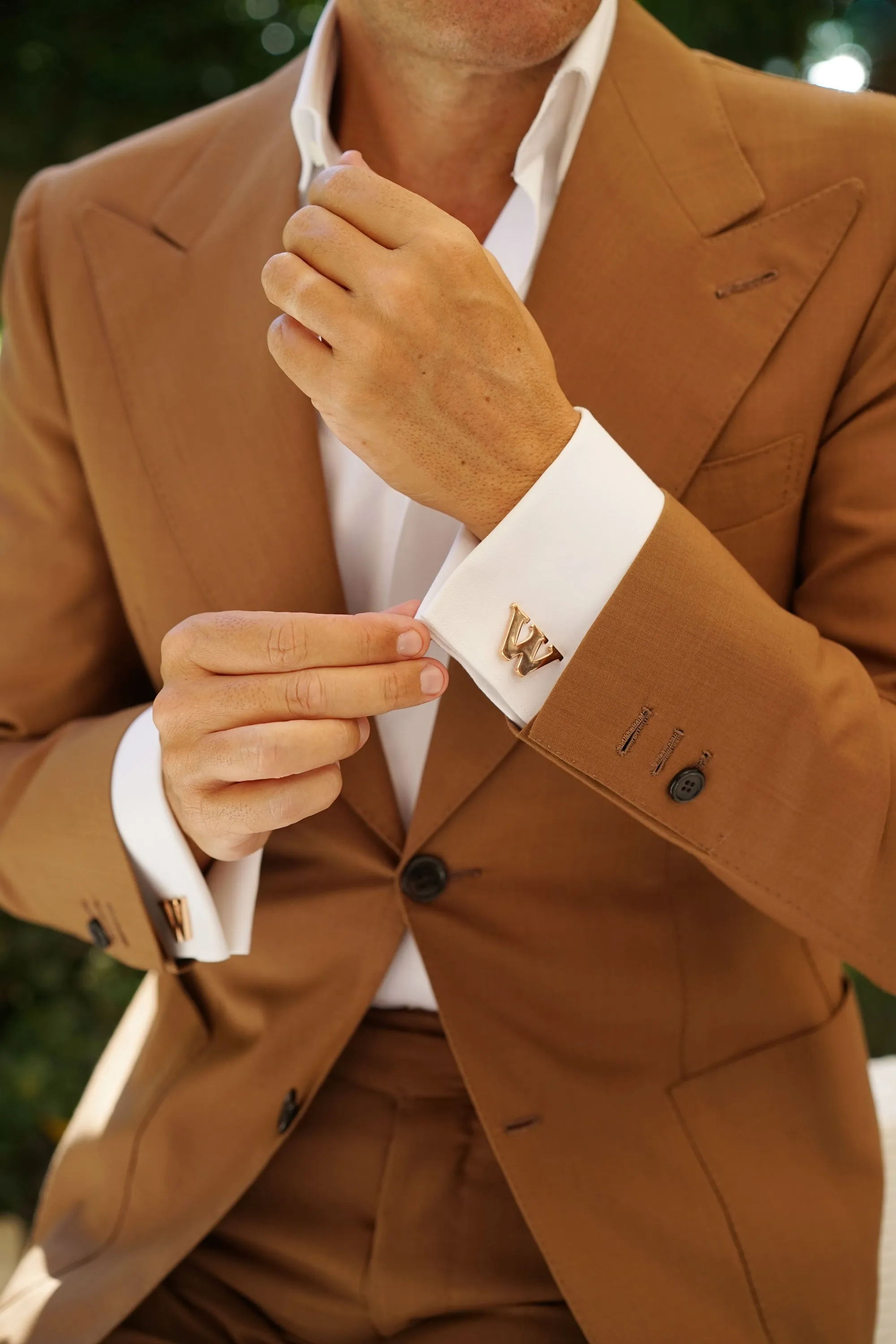 Rose Gold Letter W Cufflinks