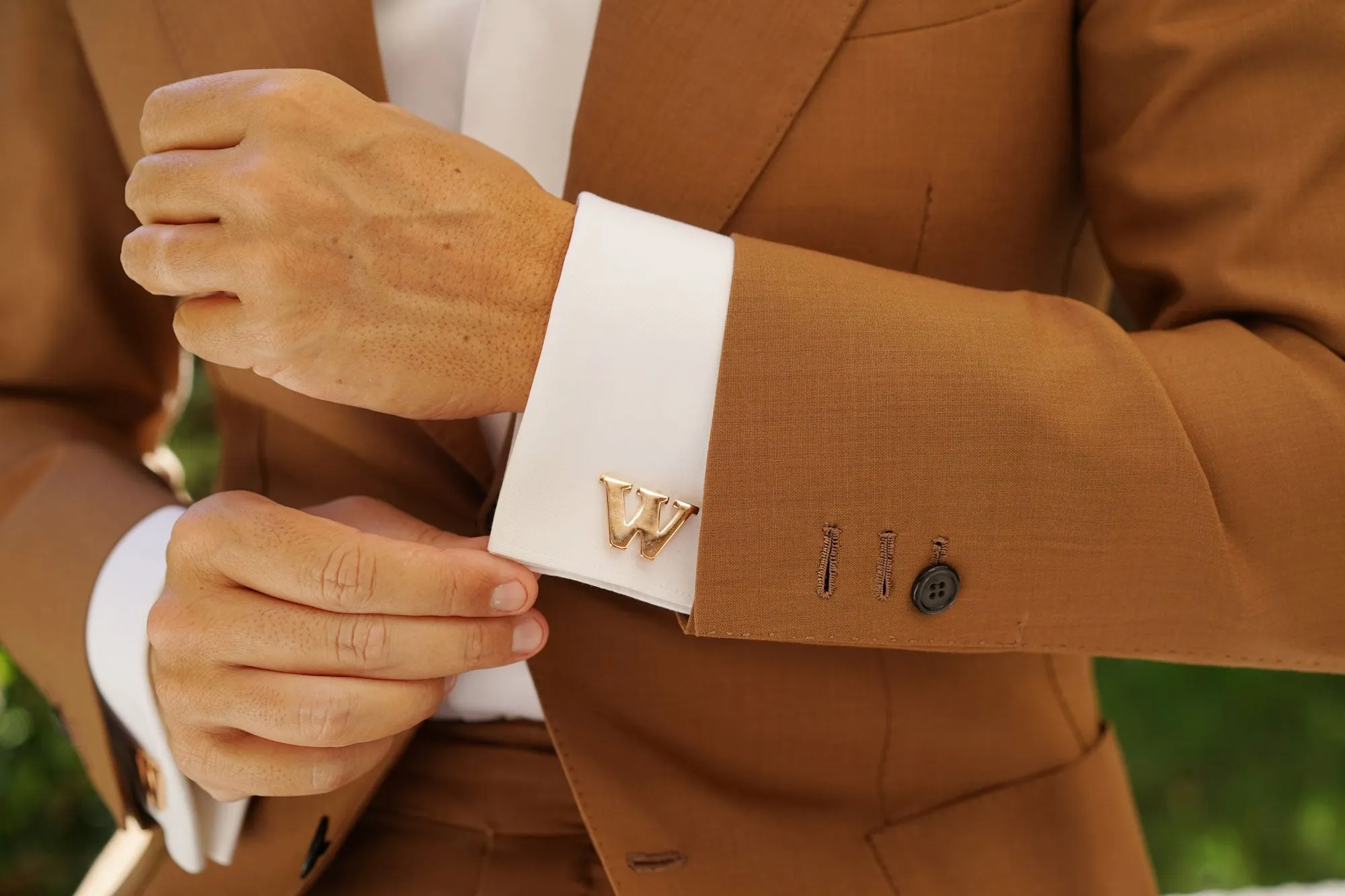 Rose Gold Letter W Cufflinks