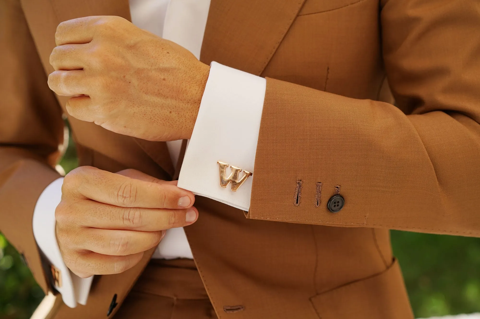 Rose Gold Letter W Cufflinks