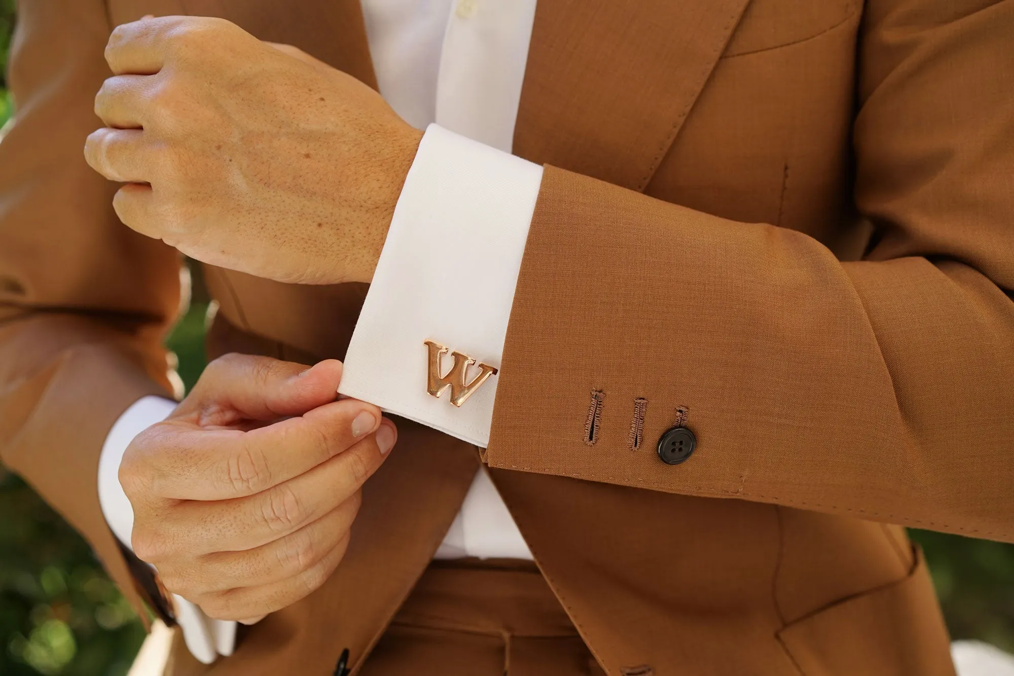 Rose Gold Letter W Cufflinks