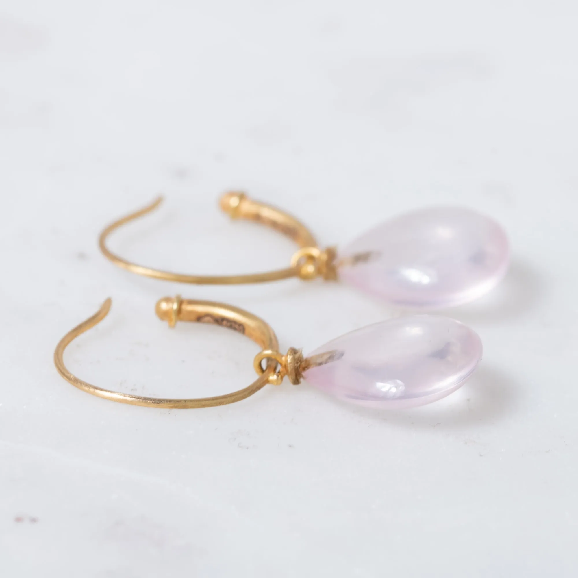 Rose Quartz in 18k Gold Earrings