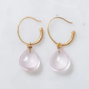 Rose Quartz in 18k Gold Earrings