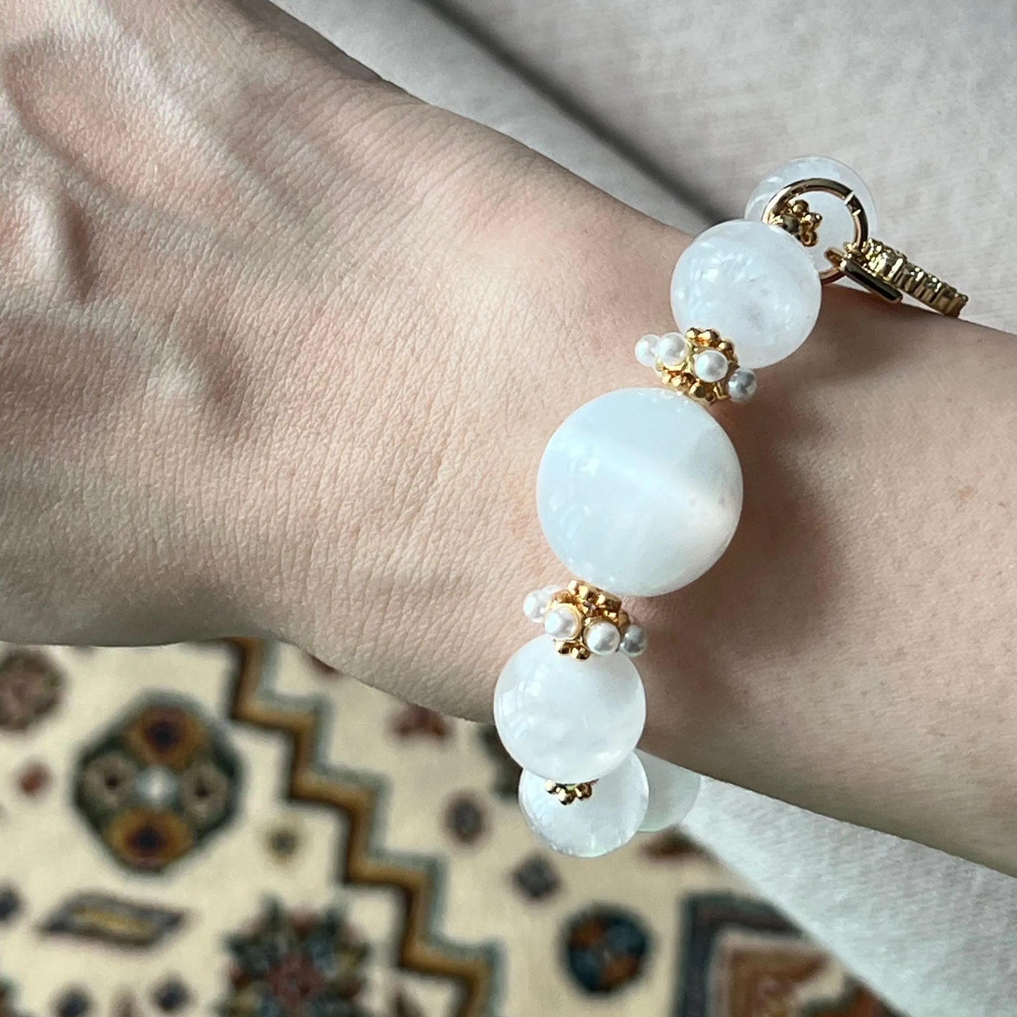 Selenite & White Phantom Quartz Bracelet