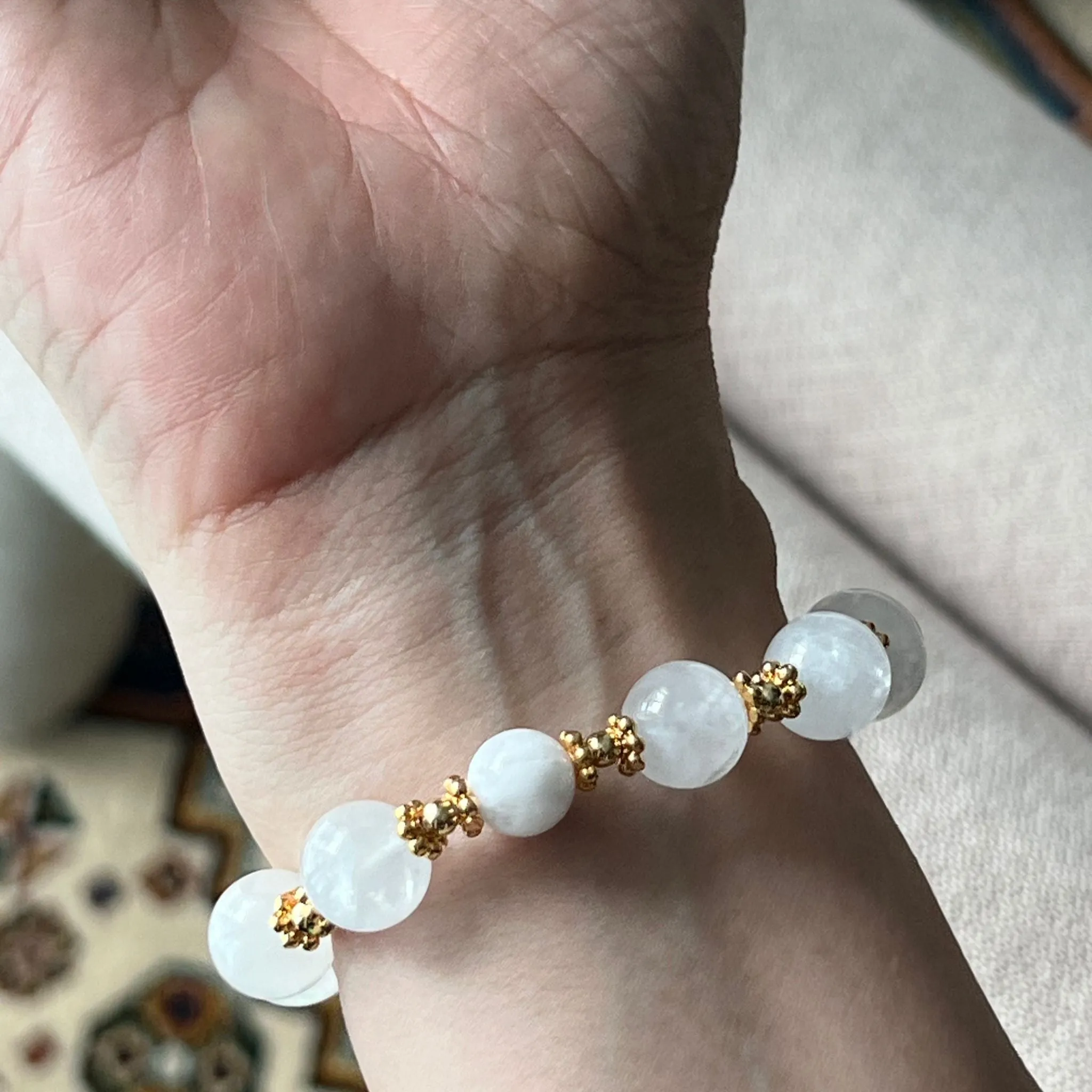 Selenite & White Phantom Quartz Bracelet