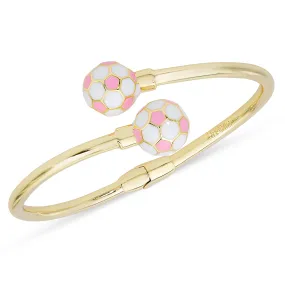 Soccer Ball Hinged Bypass Bangle (Pink)