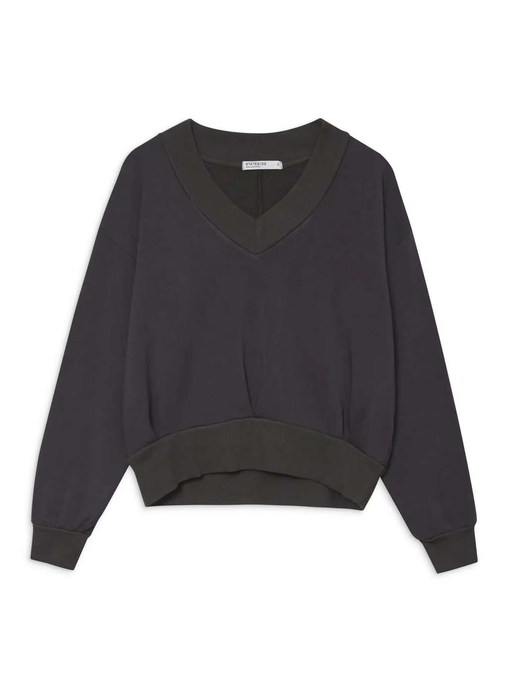 Softest Fleece High V-Neck Pullover in Ash