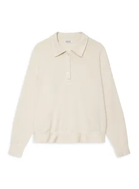 Softest Fleece Oversized Polo in Cream